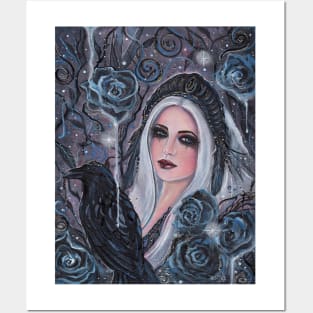 Morrigan goddess with Raven by Renee Lavoie Posters and Art